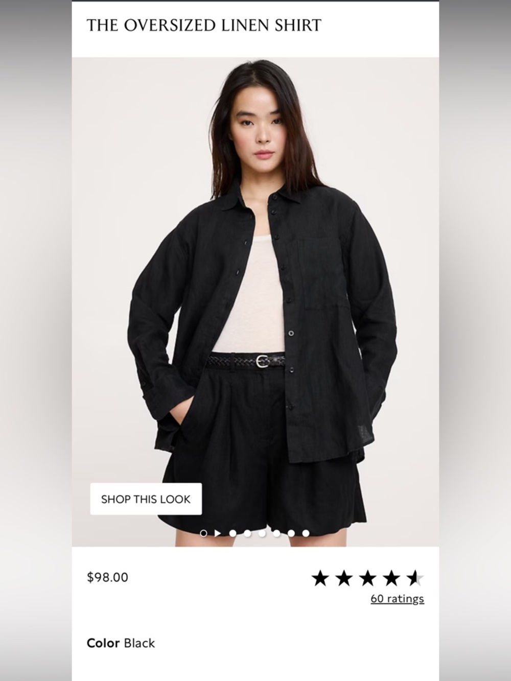 Banana Republic Black Linen Button-Down Shirt